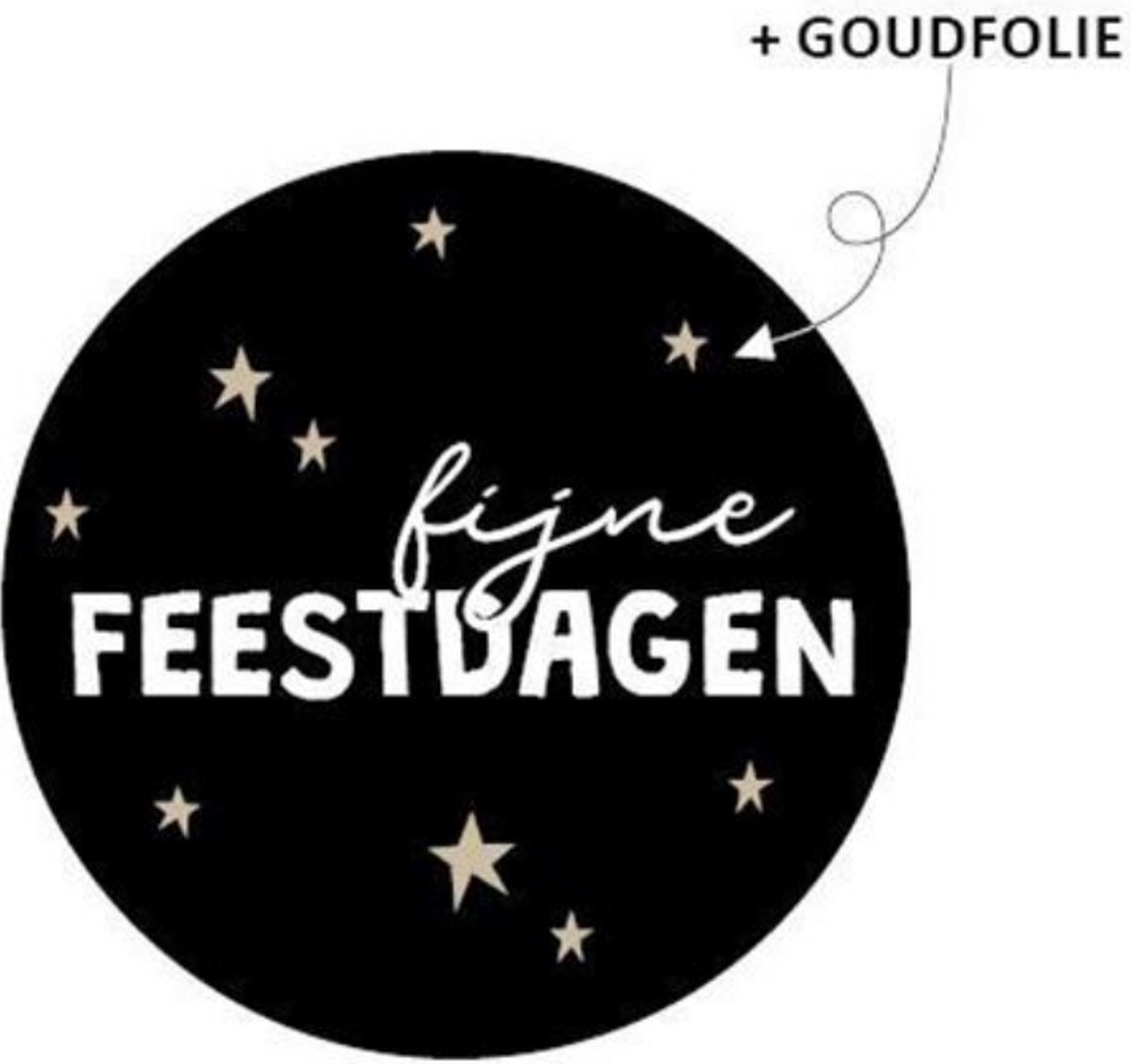 30x sluitsticker Fijne feestdagen | Zwart | Goudfolie sterren | 40 mm | sluitzegel kerst | Kerst etiketten | Kerst | Sticker kerstkaart | Kerstkaarten sluiten